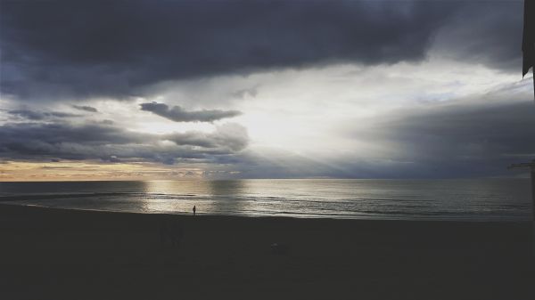 luz de sol, paisaje, puesta de sol, mar, apuntalar, reflexión