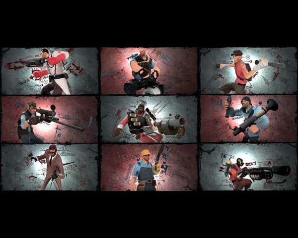 video games, Team Fortress 2, Sniper TF2, Heavy charater, text, Soldier TF2