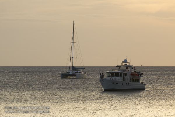 navio, barco, Pôr do sol, mar, panorama, pessoas