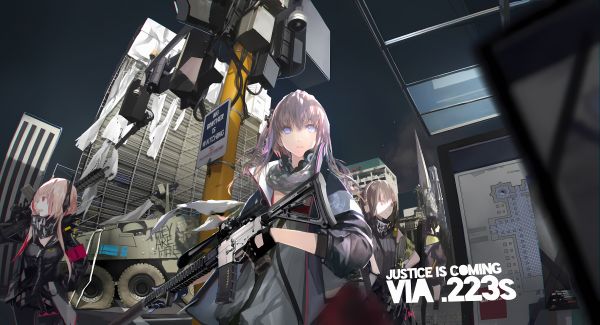 ST AR 15 Girls Frontline,flickor Frontline,animeflickor,flickor med vapen,pistol,handskar