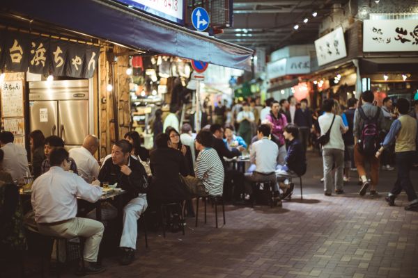 Japonsko,noc,50mm,světla,restaurace,Tokio