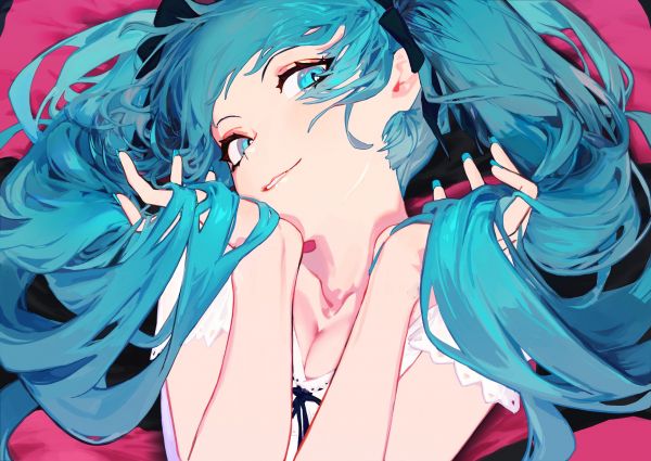 Anime,Filles anime,Hatsune Miku,Vocaloïde,Cheveux bleus,yeux bleus