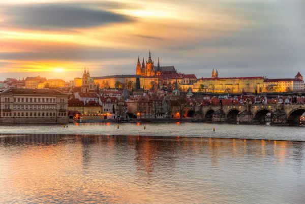 Praha,panoráma města,Česká republika,město,Karlův most,řeka