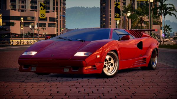 Need for Speed Heat,4k,Lamborghini Countach,θέα στο δρόμο,πόλη,αυτοκίνητο