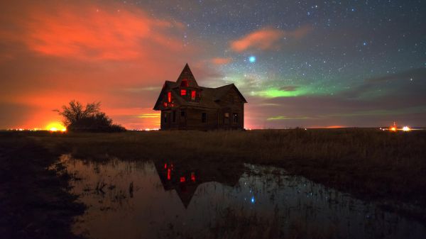 himmel,färgrik,solnedgång,natt,reflexion,stjärnor