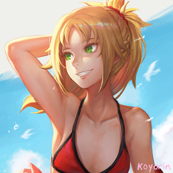 röda bikinis,Mordred Fate Apocrypha,Saber Red,ödet Apokryferna,animeflickor,bikini