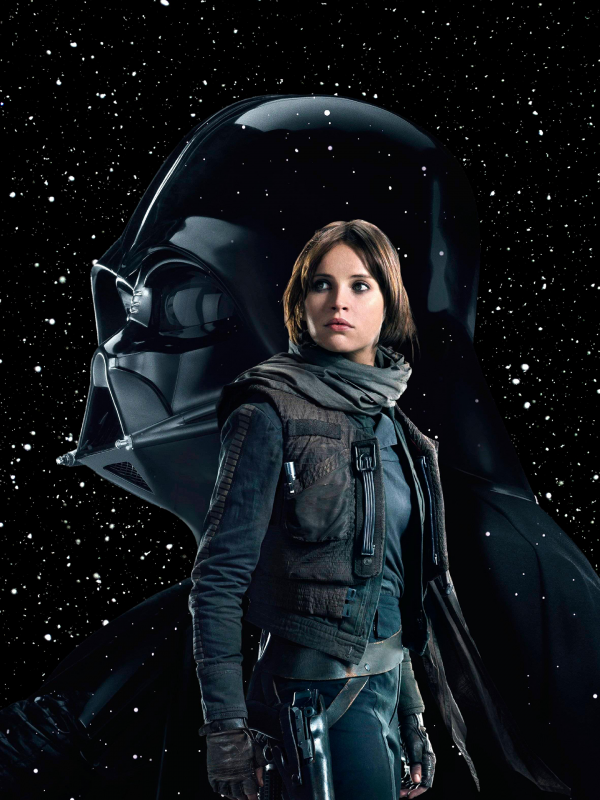 star Wars,Rogue Satu A Star Wars Cerita,Felicity Jones,ilustrasi,tampilan potret,Darth Vader