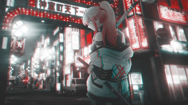 Zero Two Darling in the FranXX,Darling in the FranXX,cyberpunk,Japonsko,pouliční umění,anime