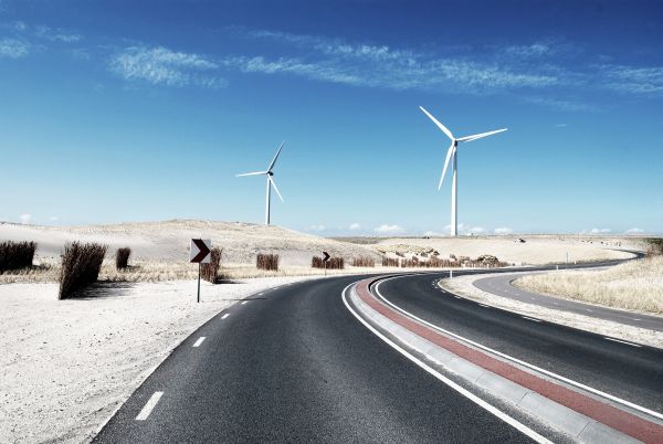 landschap, weg, wind, snelweg, infrastructuur, asfalt