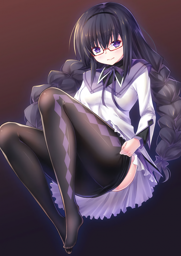 Anime,Filles anime,cheveux longs,Akemi Homura,Mahou Shoujo Madoka Magica,Yeux violets