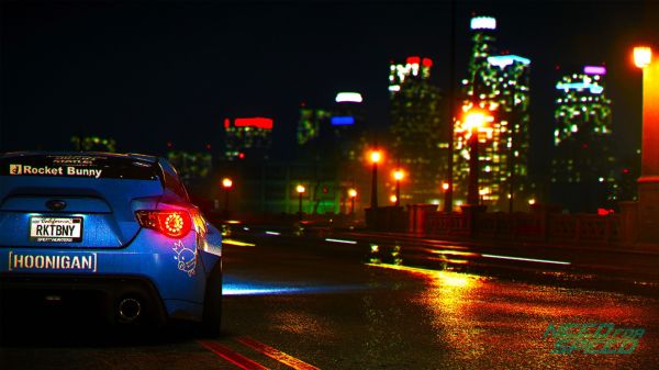 voiture,ville,nuit,néon,réflexion,ciel