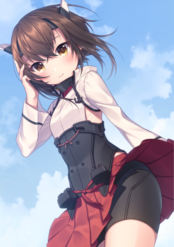 anime girls,anime,Kantai Collection,shorts,skirt,short hair