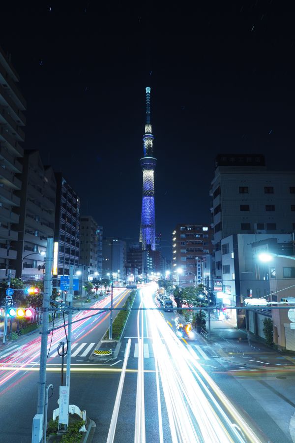 Japon, ville, Paysage urbain, nuit, architecture, route