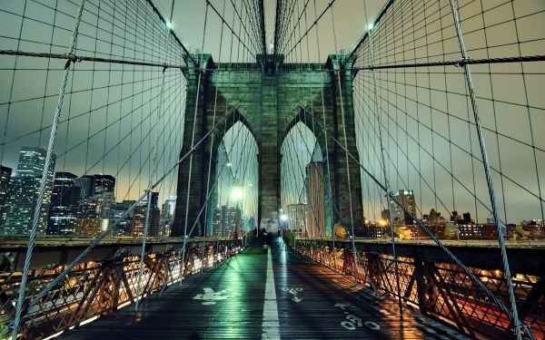 le pont de Brooklyn,nuit,Nyc,États Unis