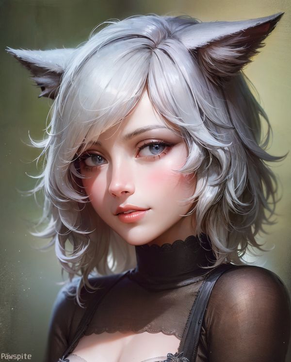 women,animal ears,ai art,digital art,illustration,cat girl