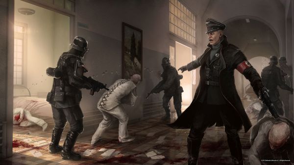 vojak,nemecká armáda,Wolfenstein,concept art,nazism,krvný