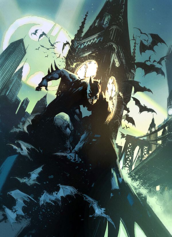 Batman,Gotham City,artwork,Mathieu Lauffray,bats,clocktowers