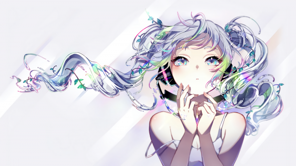 長い髪,初音ミク,ヘッドフォン