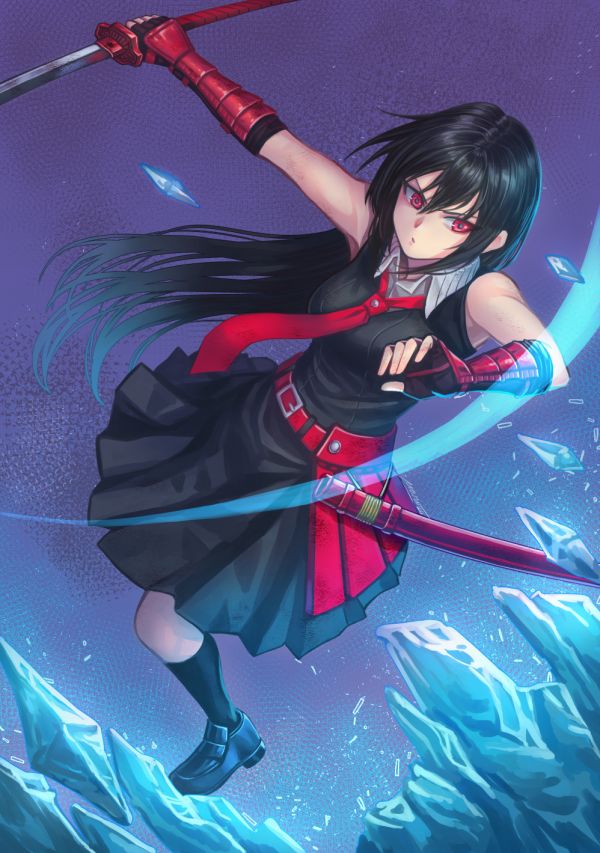 Anime,Anime Mädchen,Akame,Akame ga Kill,rote Augen,schwarzes Haar