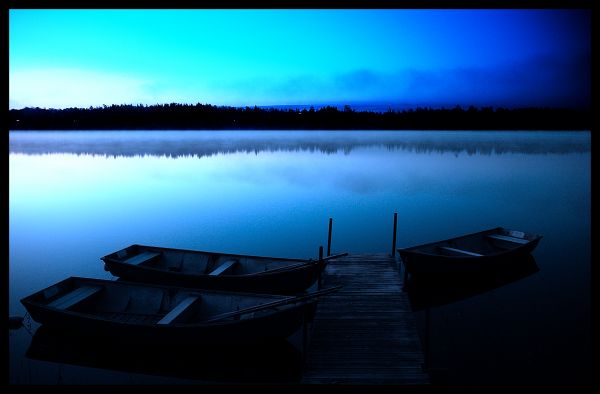 日光,風景,ボート,日没,海,夜