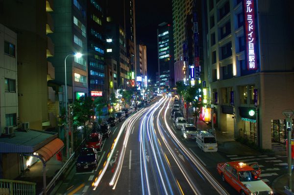 日本, 灯光, 市, 都市风景, 晚, 街