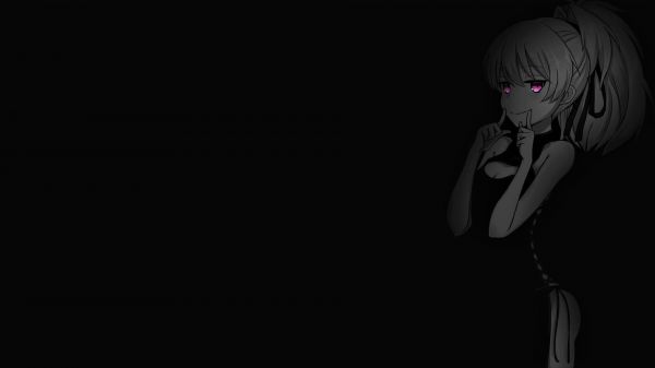 selective coloring,black background,dark background,simple background,anime girls,Darker than Black