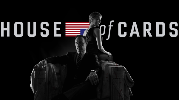 black background,sitting,couple,American flag,TV,House of Cards