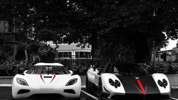 bil,køretøj,Pagani Zonda Cinque,sportsvogn,monokrom,Koenigsegg Agera