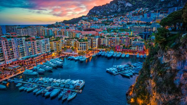 Trey Ratcliff,fotografování,panoráma města,voda,Monaco,budova