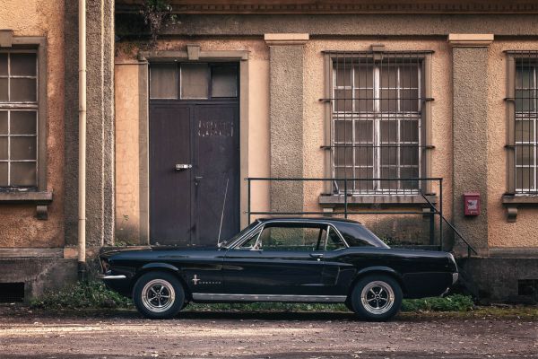 coche,negro,antiguo,modelo,ciudad,calle