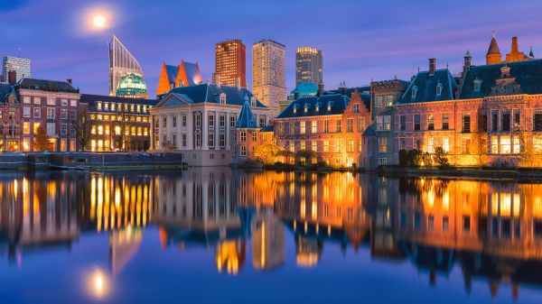 Stadt,Stadtbild,Nacht-,Bäume,Beleuchtung,die Architektur