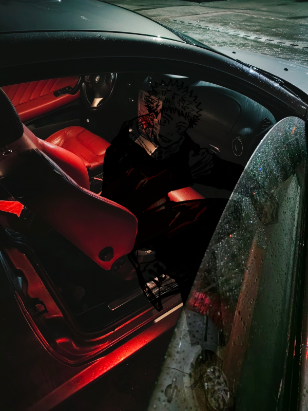 Interior do carro,vermelho,carro,Jujutsu Kaisen,Yuji Itadori,Alfa Romeo