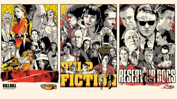 illustration,dessin animé,dessin,collage,films,Pulp Fiction