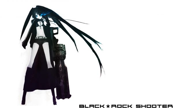 anime dívky,Huke umělec,Black Rock Shooter series,jednoduché pozadí,bílé pozadí,Black Rock střelec