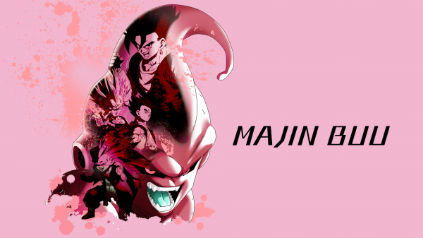 anime pojkar,anime men,Dragon Ball Z,Majin Buu,enkel bakgrund,rosa bakgrund