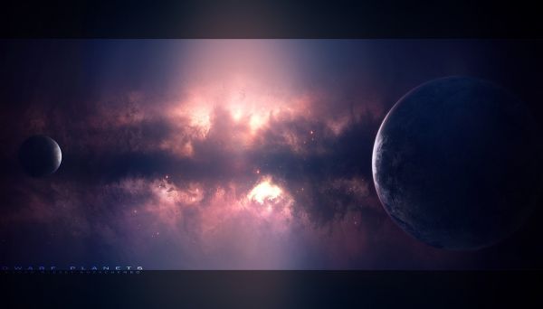 planet, space, space art, nebula, sky, Moon