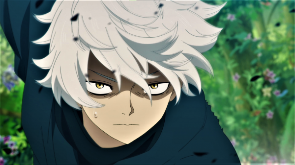 sweat,Hell's Paradise Jigokuraku,gabimaru,nature,white hair,yellow eyes