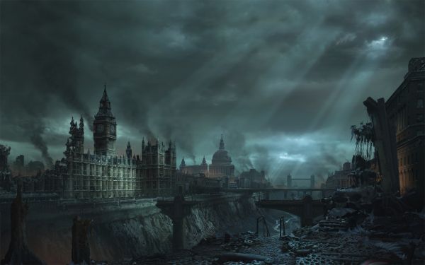 London,video games,cityscape,night,apocalyptic,artwork