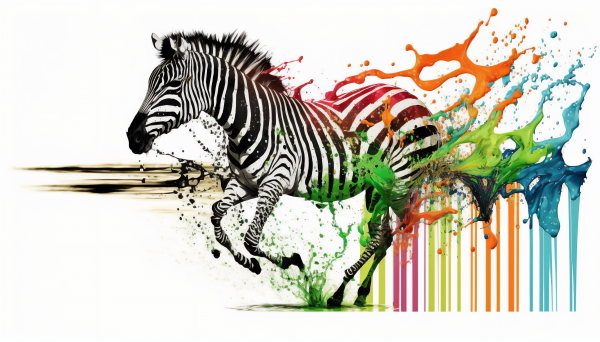 spruzzi,ai art,zebre,colorato,illustrazione