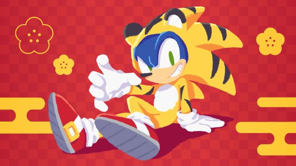 sonico,Sonic il riccio,tigre,Festa di Primavera,Sega,comic art