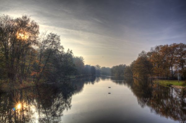 slunečnímu záření,krajina,západ slunce,jezero,voda,kopec