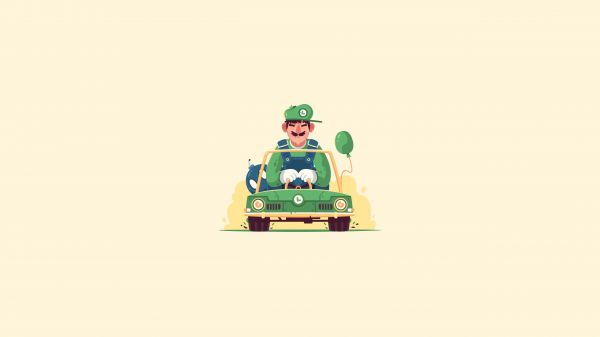 ilustração,Luigi,Mario Kart,videogames,2560x1440 px