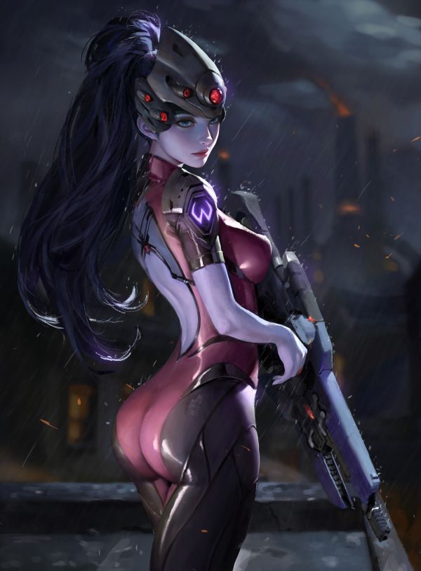 Sen Shan,drawing,women,Overwatch,Widowmaker Overwatch,ponytail