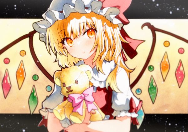 Touhou,Flandre Scarlet,Anime cô gái,Ma cà rồng,gấu bông