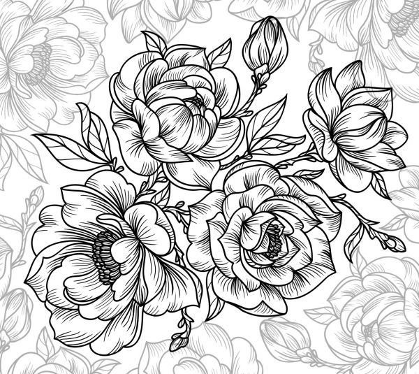 floral,Flores,monocromo