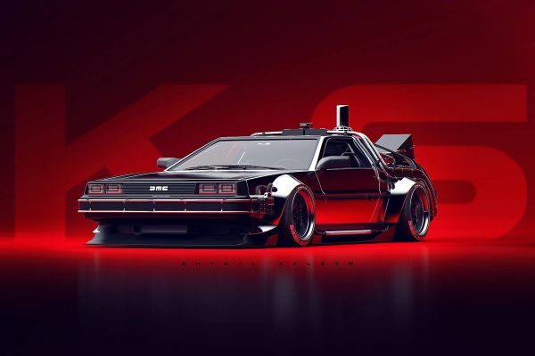 Khyzyl Saleem, artwork, car, vehicle, DMC DeLorean, DeLorean