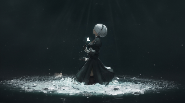 Nier Automata,2B Nier Automata,ay çiçeği,Resim,Pixiv