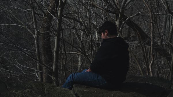 rock,forest,men