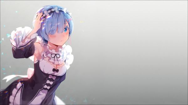 anime, anime girls, Re Zero Kara Hajimeru Isekai Seikatsu, Rem Re Zero, blue hair, hair ornament