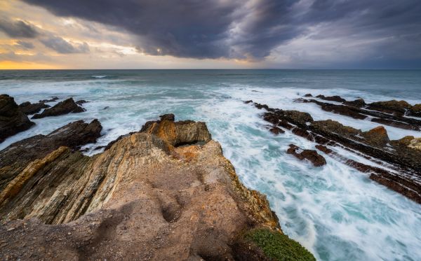 การถ่ายภาพ,ทะเล,แนวนอน,การก่อตัวของหิน,cliff trail,Montana de Oro